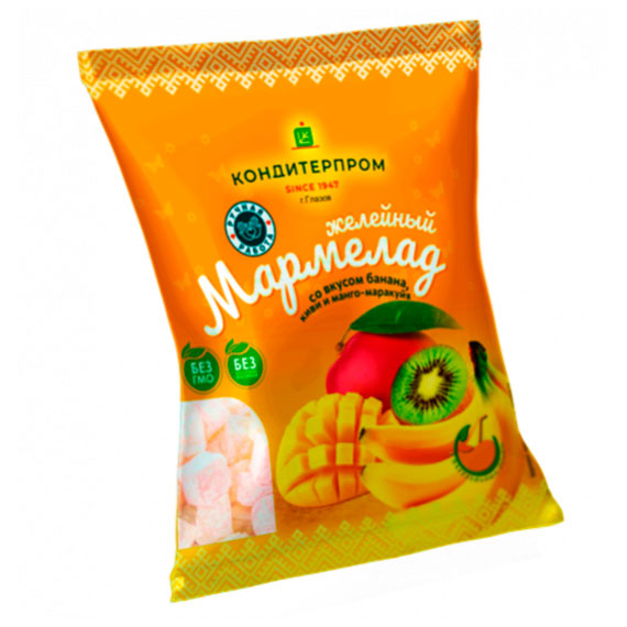 Мармелад желейный со вкусом банана, киви, манго-маракуйя